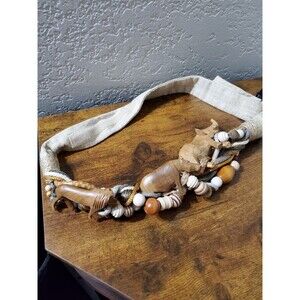 Vintage Carolyn Tanner Designs Rope Belt Adjustable One Size Animals Safari Bead